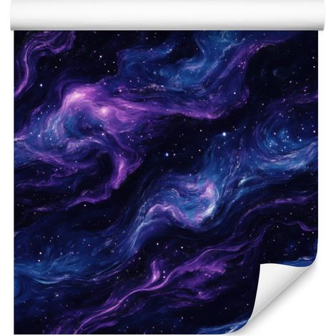 Carta da parati acquerello galassia blu navy, nera e indaco 50x1000 cm (1/5)