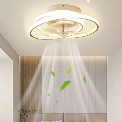Plafonnier ventilateur LED silencieux 40 cm avec variation d’intensité, télécommande, vitesse réglable en continu, idéal chambre et espace nuit (1/5)