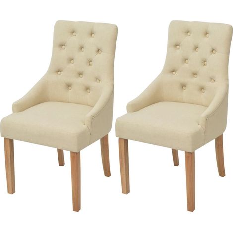 Juego de 2 sillas de cocina comedor color crema tela CDS020433