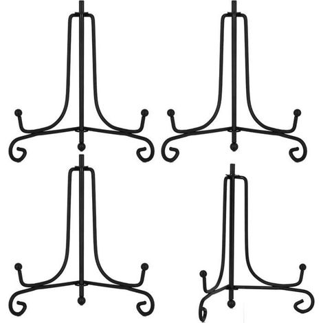 Lot de 4 supports assiettes chevalet métal noir – Présentoir fer 10-20 cm – Assiettes, photos, cadres – Décoration (1/5)