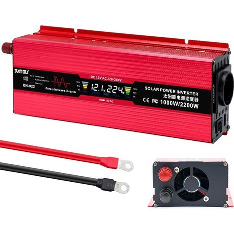 Convertitori di tensione da 12V a 220V 1000W per auto con 1 presa europea e porta USB (1/5)