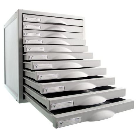 Fichero cajones de sobremesa 8211c 356x316x362 mm 11 cajones color gris