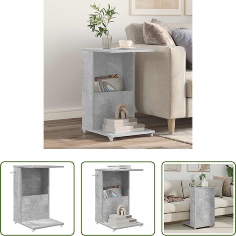 Holzwerkstoff Beistelltisch - Beistelltisch Mit Rad Beton Grau 40 x 35 x 60 cm Holzwerkstoff (1/5)