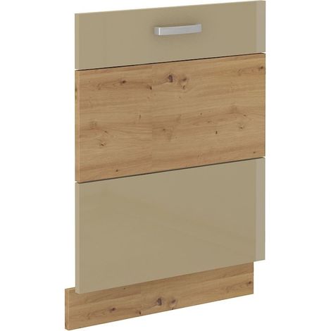 Frontblende vollintegrierten Geschirrspüler 60 Eiche Artisan + Cappuccino Glanz (1/2)