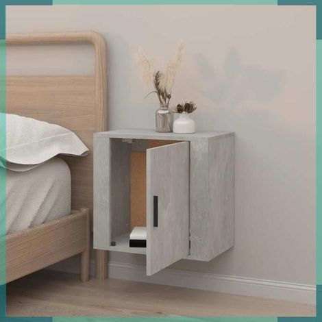 Table de chevet murale - 816872 - Gris béton - Panneaux de particules - 50 x 30 x 47 cm (1/5)