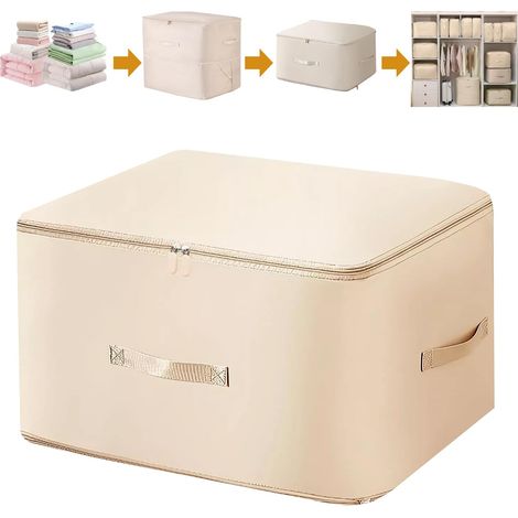 Sac Compresseur Mise à Niveau 2024, Ultra Gain de Place avec Fermeture à Glissière Organisateur Auto-Compression pour Couettes, Vêtements, Literie Anti-Poussière Beige, L(54 x 42 x 30 cm) (1/5)
