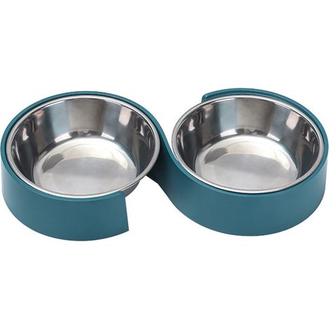 Gamelles doubles pour chiens et chats avec distributeur d'eau et de nourriture - Vert (1/3)