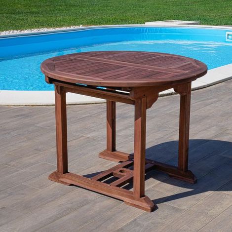 Tavolo rotondo allungabile in teak fino a 130 cm (1/4)