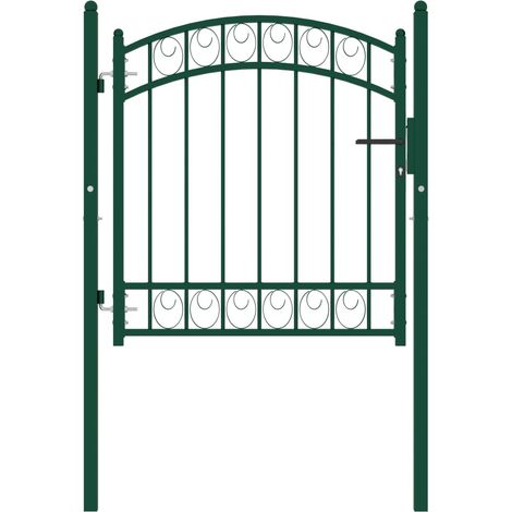 Portail de Clôture Porte Portillon Portail de jardin avec dessus arqué Acier 100x100 cm Vert 12494 (1/5)