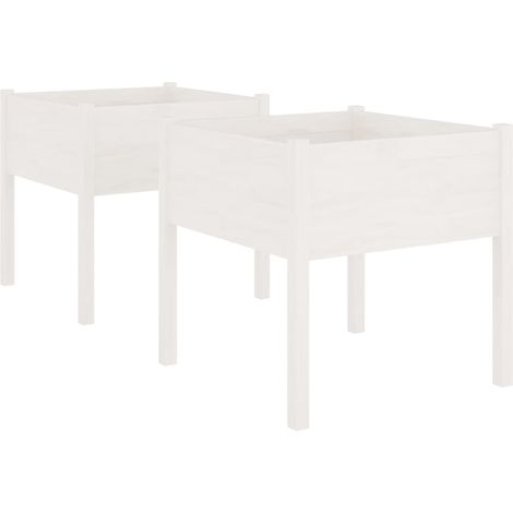 Vaso per fioriera aiuola rialzata piante fiori giardino terrazze set da 2 70 x 70 x 70 cm legno di pino massiccio bianco 020039003