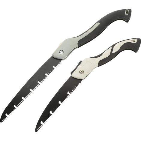 Scie D’élagage Pliante Portable pour Bois, Lot de 2 Pièces  Noir, Poignée Antidérapante Abs Tpr Sk5, Format Compact Léger, Coupe Rapide en Extérieur Style Aléatoire (1/5)