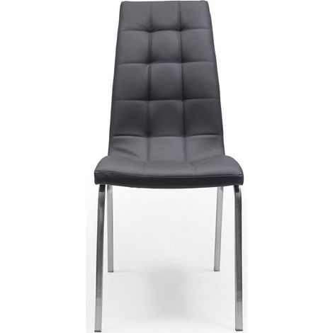 Silla de comedor ALEX tapizada en polipiel y patas de metal cromadas GRIS (1/5)