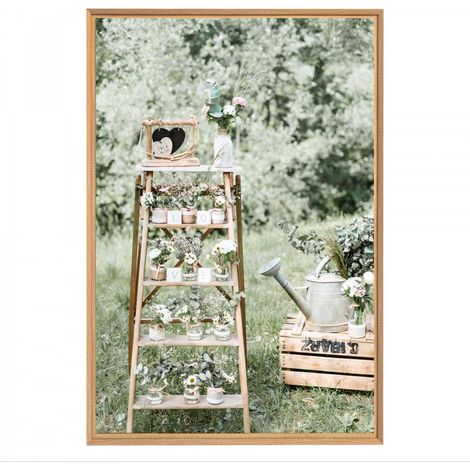 Tableau mural mat encadré escabeau deco 65x97 cm - Tableau Mural Décoratif - Image Encadrée Imprimée en HD - Impression 65x97 cm sur Fibres de Bois FSC - Finition Mate - Fabriqué en France (1/5)