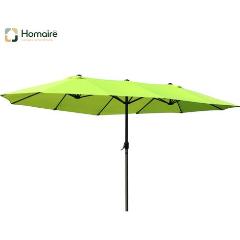 HOMAIRE Sonnenschirm oval 460x270 cm avec manivelle double vert pour terrasse et jardin