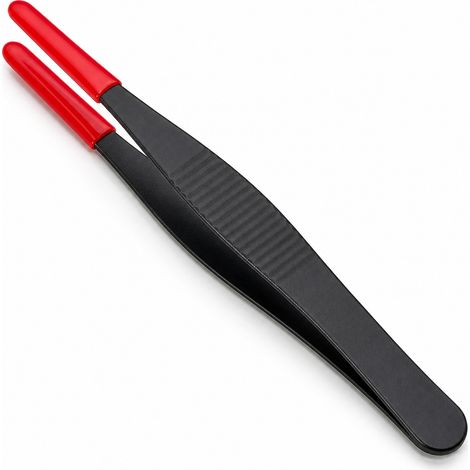 Pince brucelles acier 430 courbée 18 cm embouts noirs (1/5)