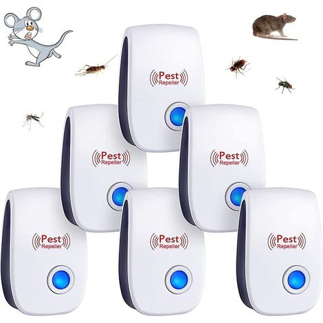 6pcs Répulsif à Ultrason Antiparasitaire, Intérieur, Appareil Anti Moustique/Souris/Cafards/Rongeurs/Fourmis/Araignées/Insectes (1/5)