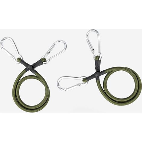 Elastische Kordel mit Cliphaken, Karabiner, Flussseilverbinder, Zubehör, 3/8" Durchmesser, olivgrüne Befestigungsschnur, silberner Haken (olivgrün, 24", 2er-Pack) (1/5)