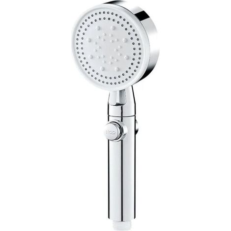 Wassersparender Duschkopf in Silber mit 5 einstellbaren Strahlarten, Hochdruckdusche, Ein-Knopf-Stopp, Wassermassage, umweltfreundliche Dusche, Badezimmeraccessoire