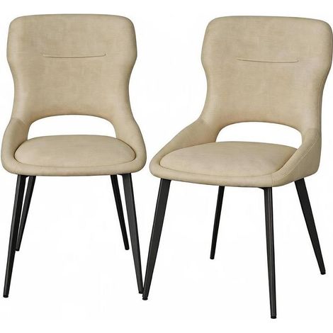 2er-Set gepolsterter Esszimmerstühle aus Chenille mit Metallgestell 43x40x86 cm Khaki MODENUIT (1/5)