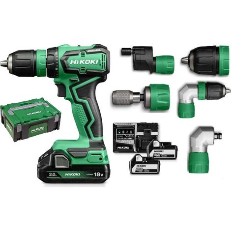 Hikoki – Perceuse-visseuse 18V 5Ah 55Nm – 2 batteries 5Ah – Moteur Brushless – 4 mandrins – Coffret HSC II (1/3)