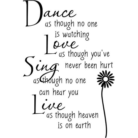 Sticker mural en PVC blanc « Danse, aime, chante, vis » avec citation florale, décoration pour la maison ou la chambre. (1/5)