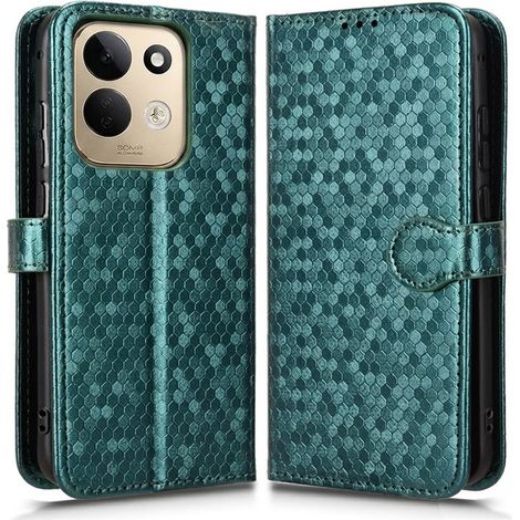 Funda tipo libro para Xiaomi Redmi 17 4G/5G, diseño de rombos tipo cartera, color verde. (1/4)