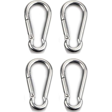 Mousqueton à fixation 4 pièces pour usage intensif, sports, chiens de verrouillage, hamac à balançoire, acier inoxydable 304, épaisseur 8 mm (1/3)