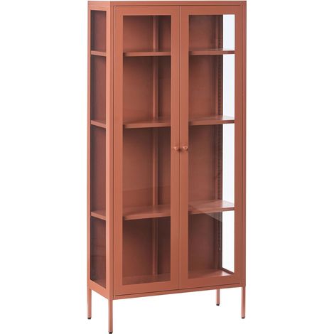 Vitrine mit Glastüren HARTY Metall 80 cm Goldbraun