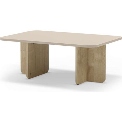 Mesa de centro modelo Noe acabado crema/roble, 42cm(alto) 110cm(ancho) 56m(fondo). (1/5)
