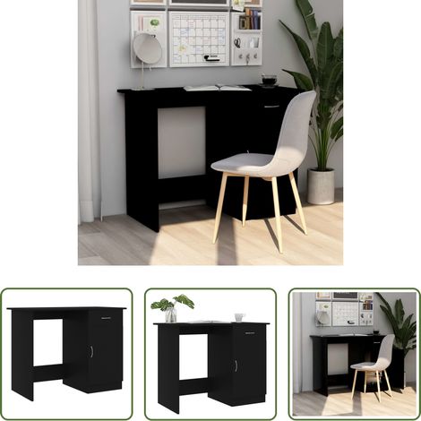Bureau élégant - Bureau Noir 100x50x76 cm Bois d’ingénierie (1/5)