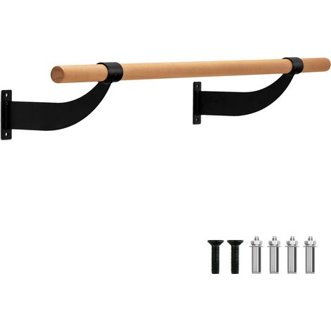 Barre de ballet murale noire 120 cm en bois de hêtre avec fixations métalliques pour studio de danse, salle de sport et maison (1/5)