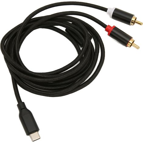 Câble Audio Type C vers RCA Mâle 2 m pour Enceintes Voiture, Radio, Tablette, Téléphone - Haute Fidélité Doré (1/5)