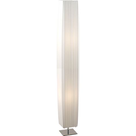 Kleine Stehleuchte BAILEY mit Plissee Stoffschirm Weiß eckig, Höhe 119cm