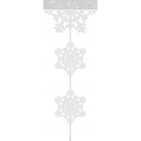 Ghirlanda natalizia invernale con fiocchi di neve e montagne, elegante decorazione bianca