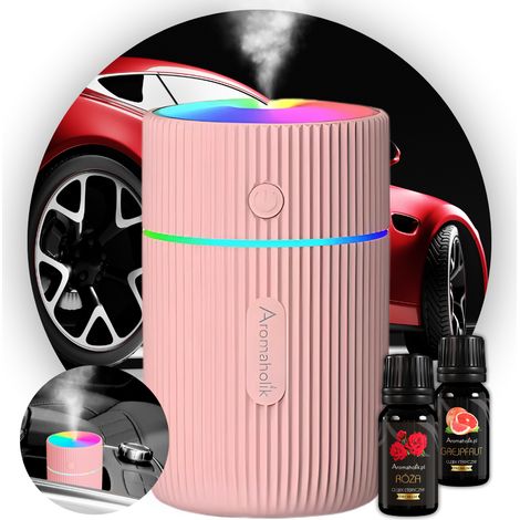 Humidificador USB LED para coche, color rosa  Aromaterapia - Neutralizador de olores