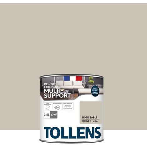 Tollens – Peinture extérieure multisupport ultra résistante – Séchage rapide – Satin – Beige sable – 0,5L – Pour chantiers humides