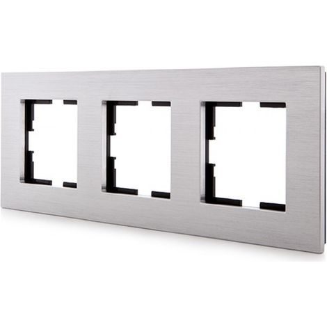 Marco Panasonic Novella 3 Elementos Horizontal-Vertical, Aluminio Eloxal Plata (Compatible Mecanismo Karre)
