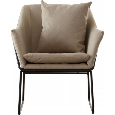 Interiors by Premier Stone Armchair, Easy-to-Clean Linen Accent Chair, Arm Support Comfy Armchair, Space-Saver Dining Armchair (1/5)
