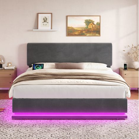 Polsterbett 180x200 mit Stauraum, LED und USB-C Cord OKMYHOME (1/5)