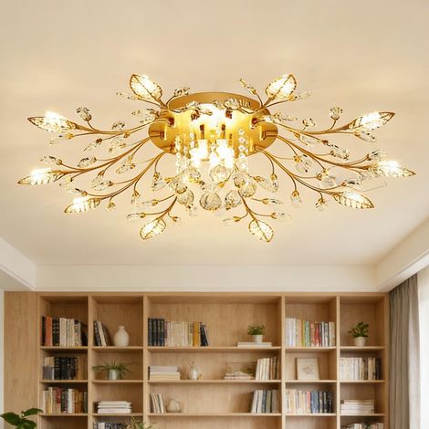 Lustre moderne en cristal, lampe LED pour îlot de cuisine, plafonnier décoratif LED, convient pour la salle à manger, le salon et la chambre. (1/5)