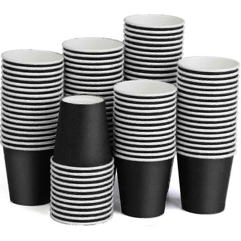 Lot de 100 gobelets jetables en papier noir de 90 ml pour café, expresso et boissons chaudes et froides - Usage salle de bain et fêtes (1/5)