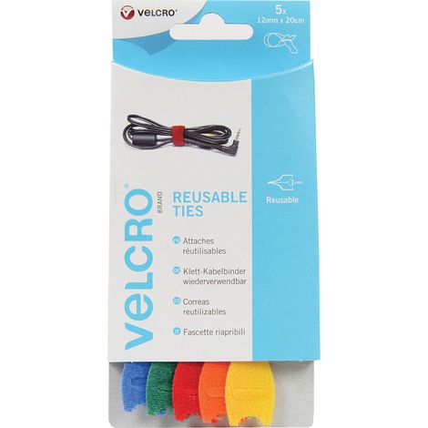 Velcro Attaches Reutilisables 12mmx200mm 5pcs Multicolor