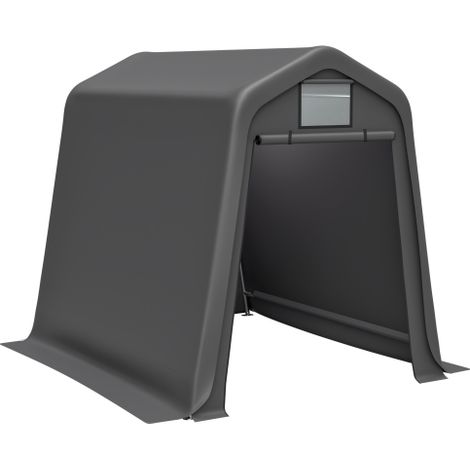 Aufbewahrungsschuppen – Gerätezelt – PE Folienzelt 245x183x217 cm – Wasserdicht Grau – Mobiles Gerätehaus mit Rollos – UV-Beständig