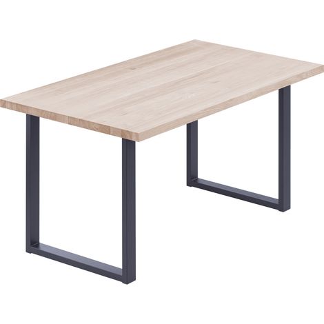 LAMO Manufaktur Esstisch Küchentisch, 100x60x76 cm (AxBxH), Loft, Roh / Anthrazit, LOG-01-A-001-7016L