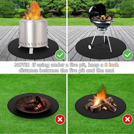 Tapis de foyer pour feu de camp, tapis de foyer rond ignifugé double face pour barbecue, à placer sous le gril, 76 cm (30 pouces). (1/5)