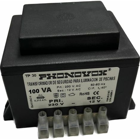 Phonovox Transformator für Schwimmbad schwarz 100 VA