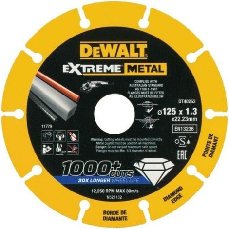 DEWALT DT40252 Disco da taglio per metalli diamantato 1000 tagli diametro 125 mm