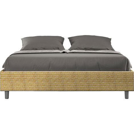 Letto Matrimoniale Sommier 160x190 cm con Rete e Contenitore Azelia Aragona 3 Giallo (1/4)