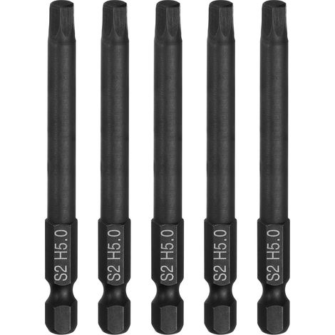 5Pcs Embout À Tête Hexagonale Plate H5.0 (5mm) Acier S2 Noir (1/5)