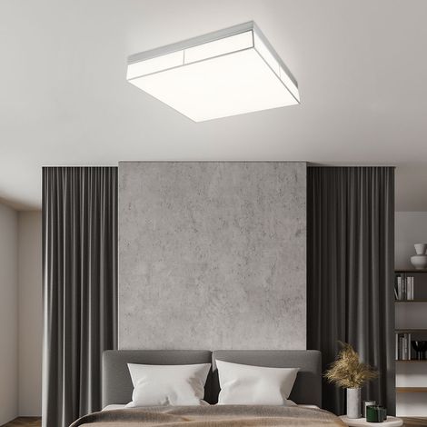 Plafonnier plafonnier lampe de salon lampe de salle à manger lumière de couloir, dimmable, métal blanc, LED 36W 2200Lm blanc chaud, LxPxH 60x60x12cm